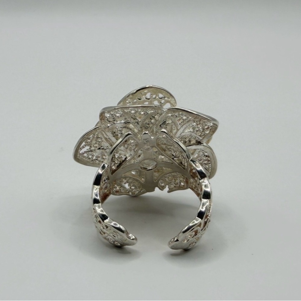 925 Sterling Silver Adjustable Floral Filigree Ring - Picture 16 of 16